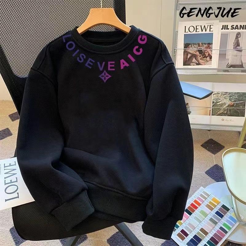 

PUNK Color Block Fleece-Lined Crew Neck Sweatshirt - Men s Plus Size Streetwear, Long Sleeve, Korean Style, Autumn/Winter L