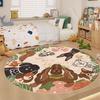Round Rug Living Room Carpet Bedroom Floor Mat Cute Cartoon Design Dog Animal Pattern Home Decor Rugs Alfombra De Sala De Estar