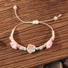 Ocean Elements Ceramic Starfish Turtle Necklace Bracelet Set, Three-dimensional Soft Pottery Flower Adjustable Weaving Jewelry