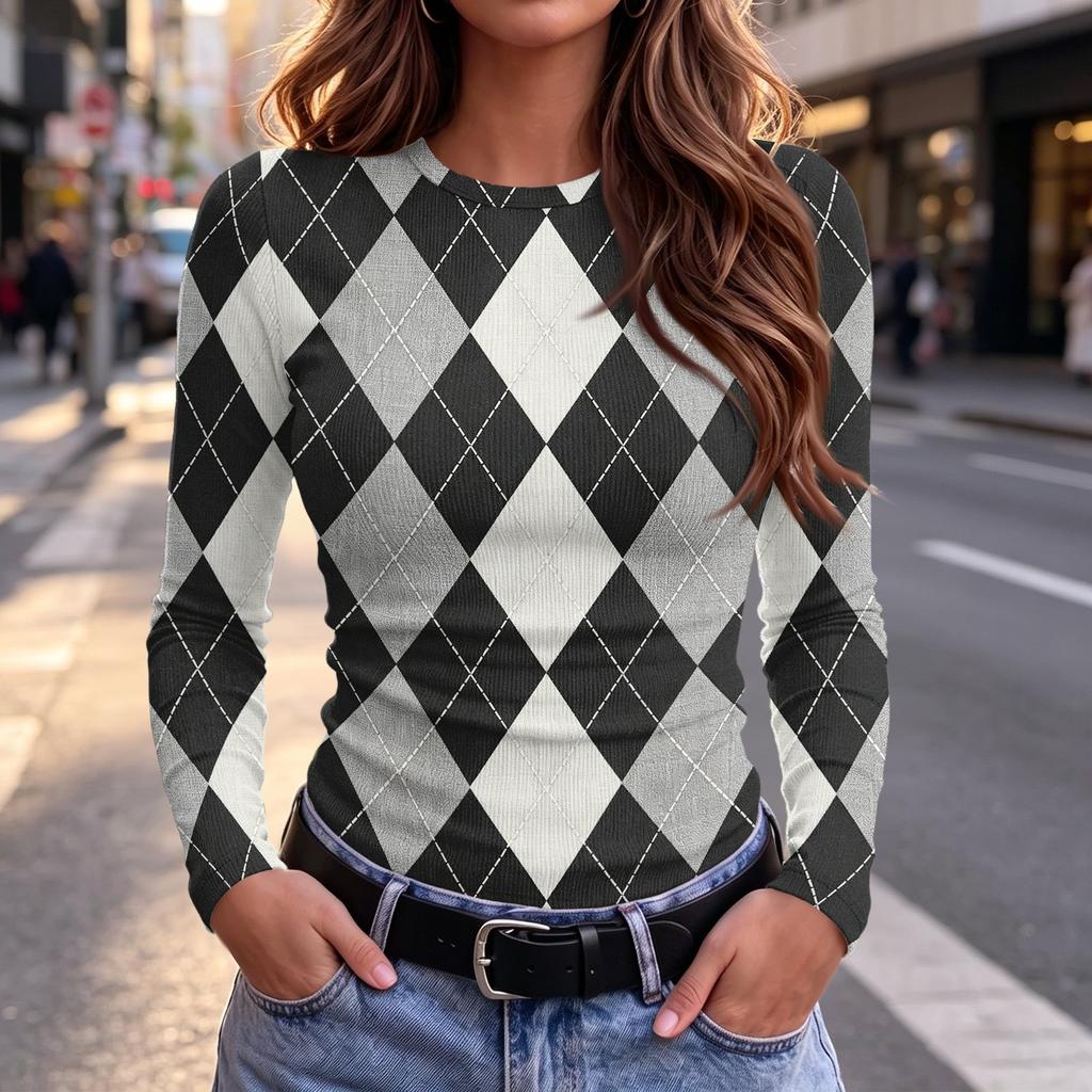 Women's Slim Fit Long Sleeve Round Neck T-Shirt Casual Basic Top for Everyday Wear