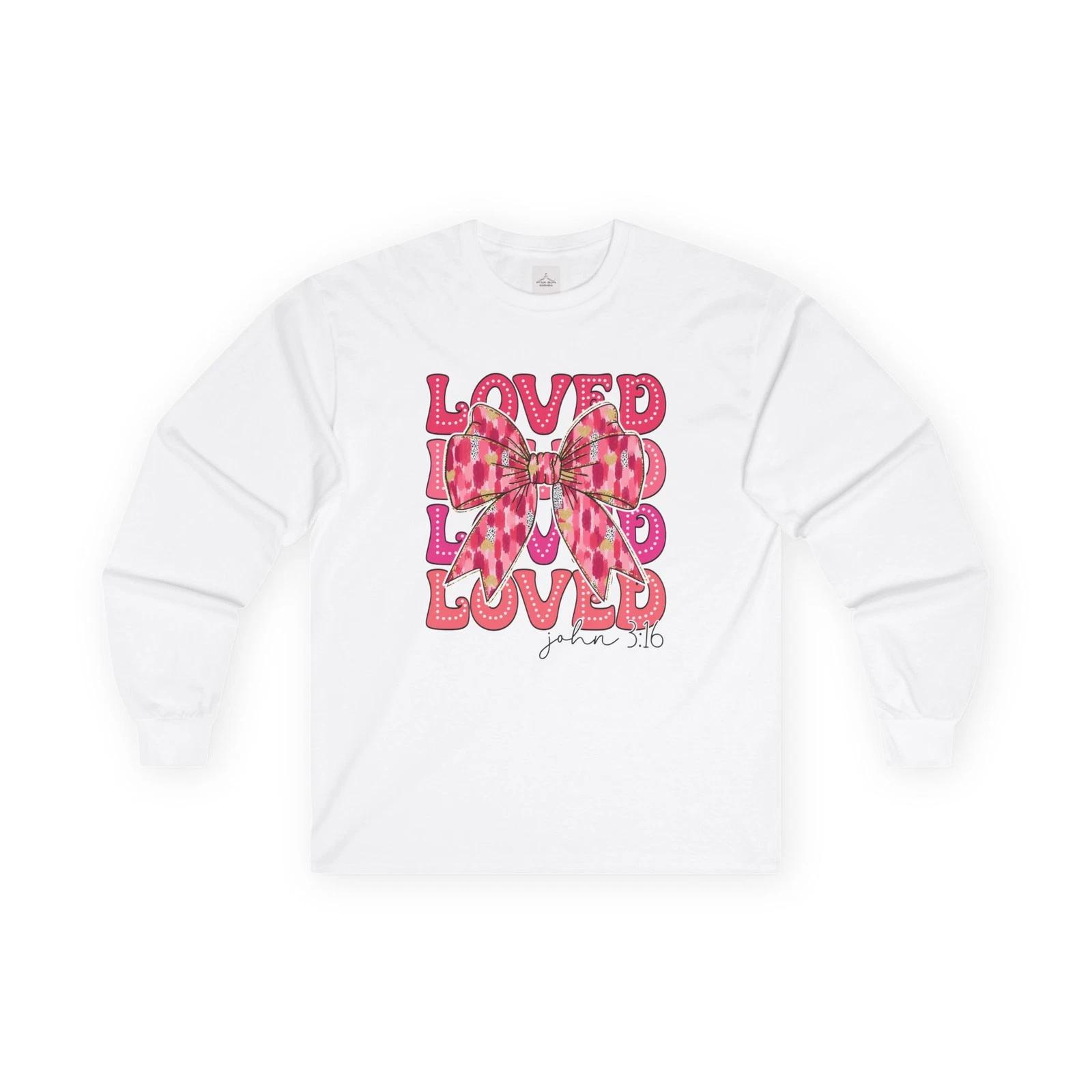 Loved Long Sleeve Tee, Cute Graphic Shirt, Gift for Her, Casual Outfit, Women s S