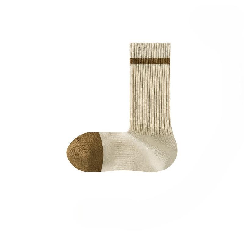Ladies Spring and Autumn Sports Stripes Pure Cotton Aloe Essential Oil Antibacterial Sweat Absorption Deodorizing Foot Socks