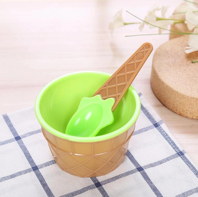 Candy Color Ice Cream Bowl with Spoon - Plastic Egg Tart Style Mold