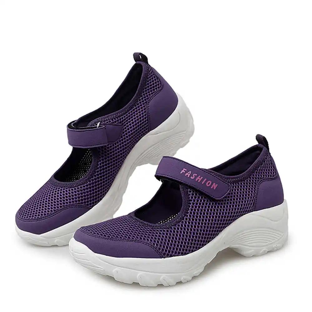 Thick-heeled Hollow Fitness Boot For Women's Gym Walking Woman Blue Sneakers Sports Shoes Brands Snow Boots Hand Made