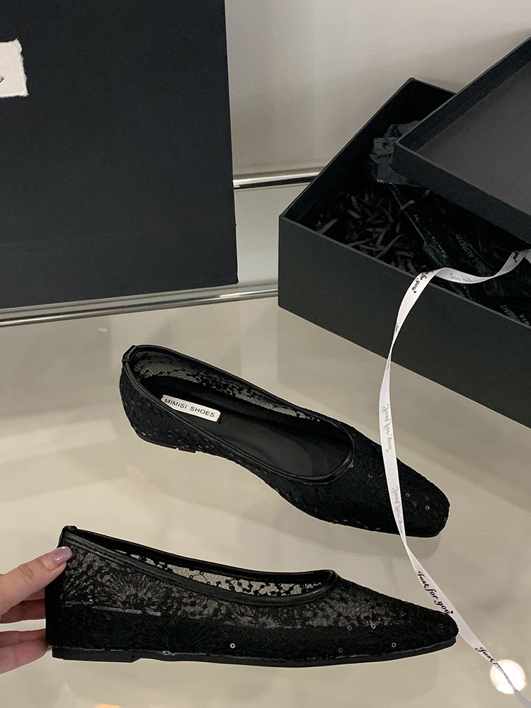 Fashion Lace New Women's Outdoor Mary Jane Shoes Chinese Style Square Toe Embroidery Jacquard Designer Walking Shallow Ladies Flats