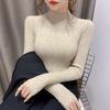 Autumn Winter Knitted High Neck Sweater Women's Solid Color Stretch Slim Bottoming Shirt All-mach Wrinkle Pullover Jumper Top