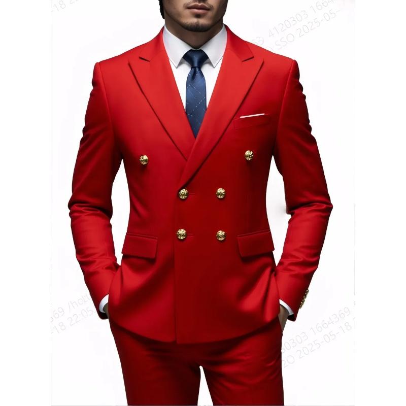 Fashion Men's Leisure Boutique Business Banquet Solid Color Wedding Double Breasted Slim Fit Suit Blazers Jacket
