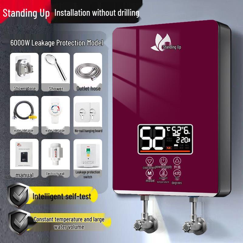 Vertical Electric Tankless Water Heater for Home, Shower, Small Bathroom, or Rural Rental Properties.