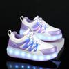 Kids Sneakers Led Light Shoes Children's Boys Girls USB Charging Glowing Sport Wheels Outdoor Parkour Roller Skate Shoes