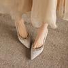 Sheepskin bottom glitter rhinestone pointed high heels, slim heels, banquet dress shoes