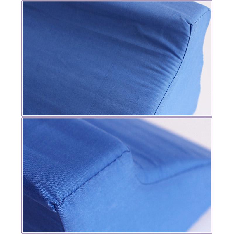 Bed Wedge Pillow Blue Triangle Foam Concealed Zip Removable Washable Sleeping Pillow for Back Suppor