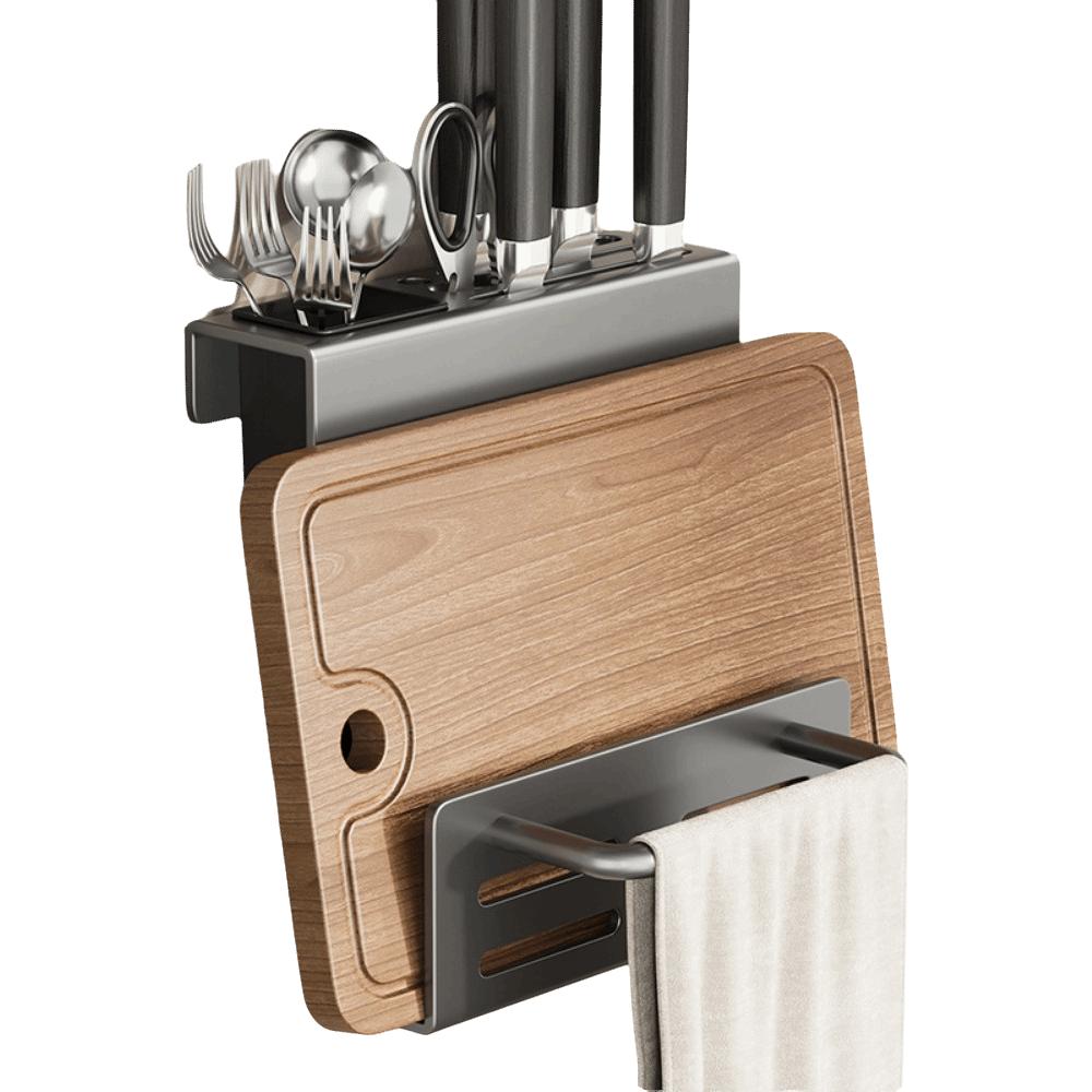 Carbon Steel Cutting Board Rack Heavy Duty Wall-Mounted Holder Kitchen Storage Rack Indoor Use