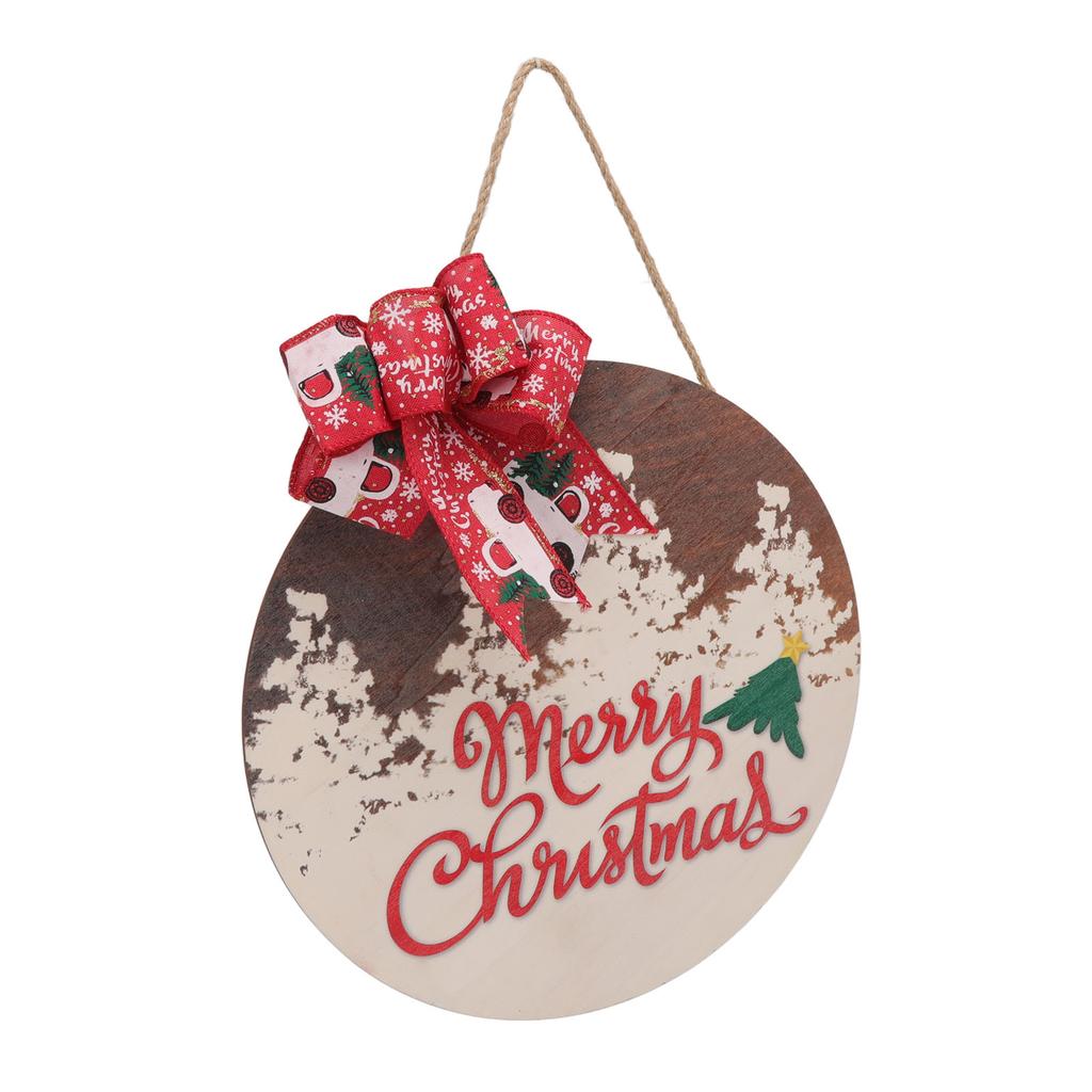 Świąteczny Znak Powitalny Okrągły z Kokardą Topolowy Świąteczny Wieszak na Drzwi do Domu na Przyjęcie