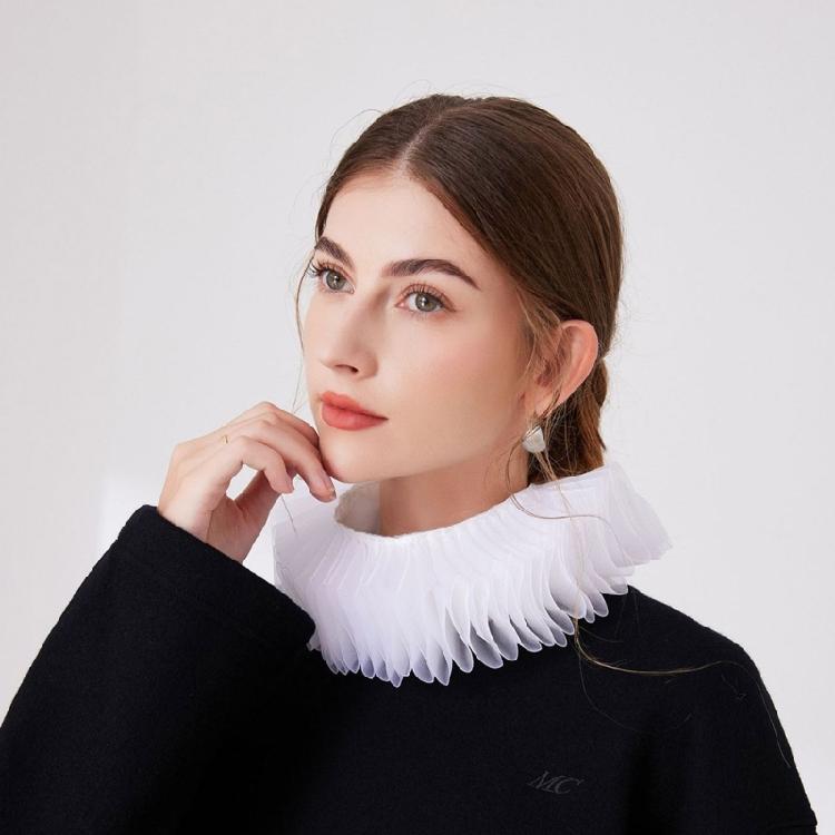 Renaissance Collar Elizabethan Mesh Ruffled Neck Collar Shawl Wrap Detachable False Collar Necklace for Women and Girls
