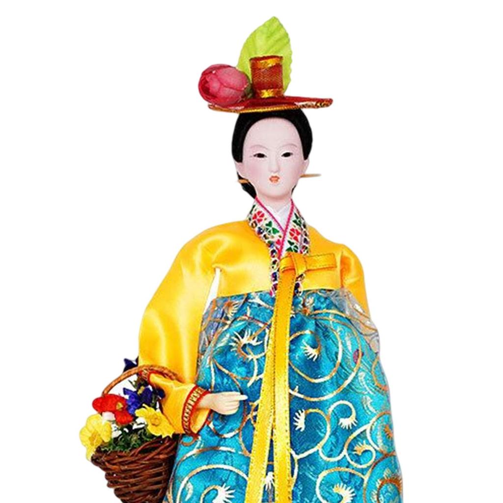 Korean Geisha Figurine Korean Hanbok Geisha Doll Miniature 12 Inch Oriental Doll for Tabletop Home Office Decoration Kids Gift