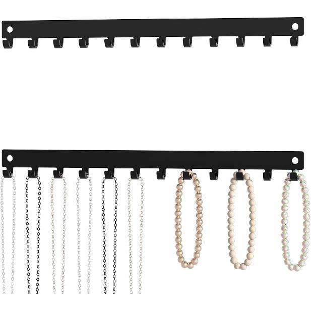 Necklace Holder and Organizer with 12 Hooks - Necklace Hanger for Wall