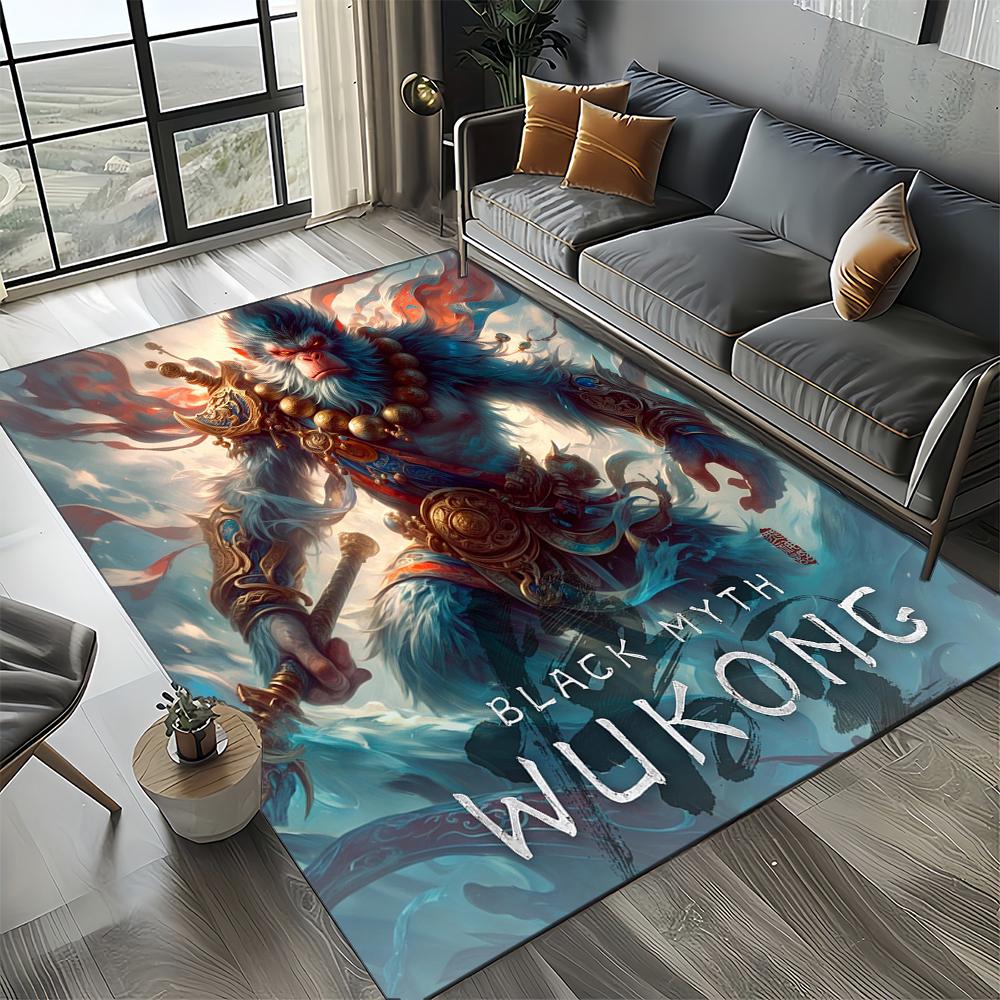 3D Black Myth Wukong Apekungen Tecknad Spelmatta för Sovrum Vardagsrum Hem Soffa Dekoration, Barninredning Golvmatta