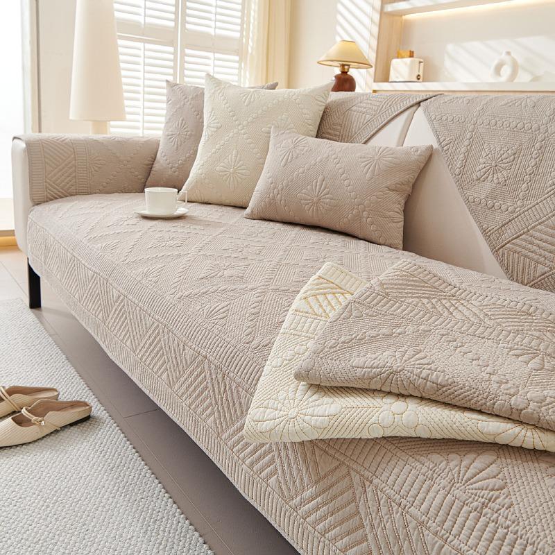 New Pure Cotton Sofa Cushion for All Seasons, Non-slip Cotton Fabric Seat Cushion, Leather Sofa Cover, Cloth Towel
