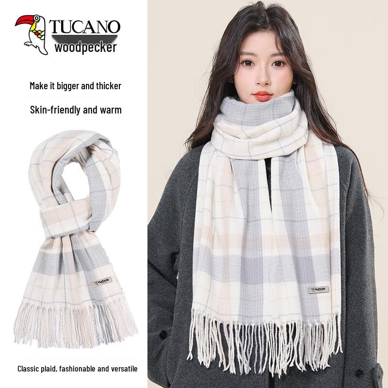 

Женский зимний клетчатый шарф-шаль из искусственного кашемира Woodpecker One Size