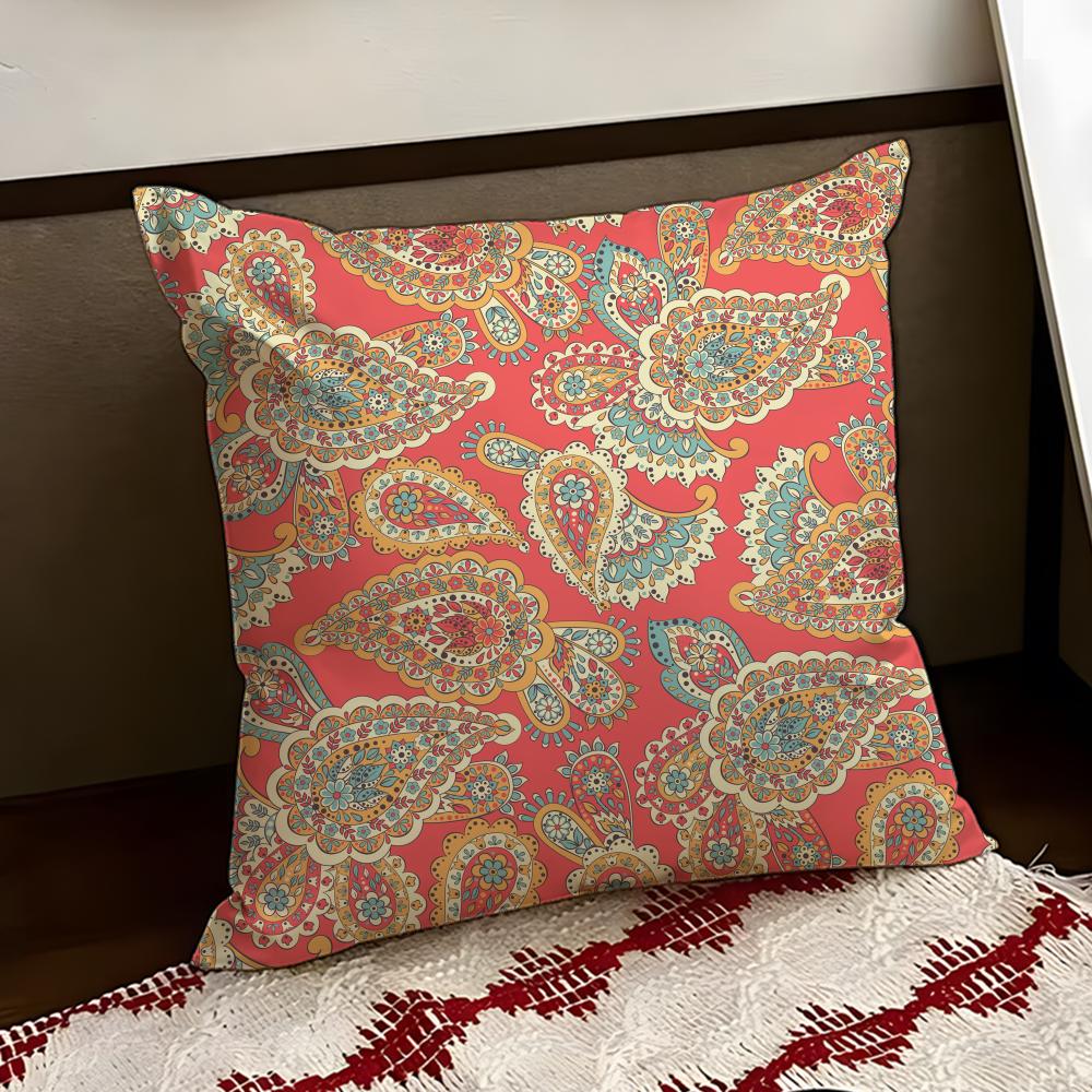Paisley Bandana Pattern Cushion Cover Reversible Soft Durable Pillow Cover Home  Car MultiScene Use for Daily Comfort