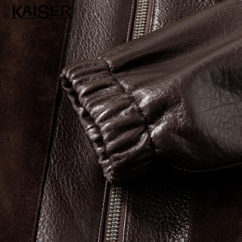 KAISER Men's Genuine Sheepskin Leather Moto Jacket