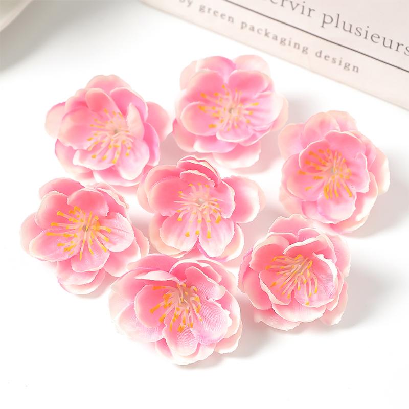 10/20/50Pcs 4cm Silk Plum Blossom Heads Artificial Cherry Blossom Flowers for Home Room Wedding Decor DIY Flowers Wall Accessory