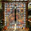2Pcs Thanksgiving Turkey Pumpkin Maple Leaf Rod Pocket Curtains Double Panel Window Curtain Autumn Harvest Home Decor Living
