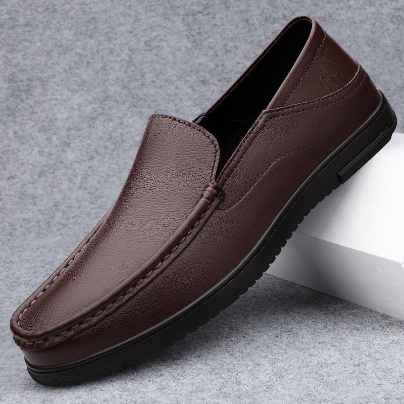 28 Men'S Shoes Leather Shoes Casual Shoes Spring And Summer Low-Top Feet Cowhide Surface Shoes One Pedal Flat-Soled Single Shoes