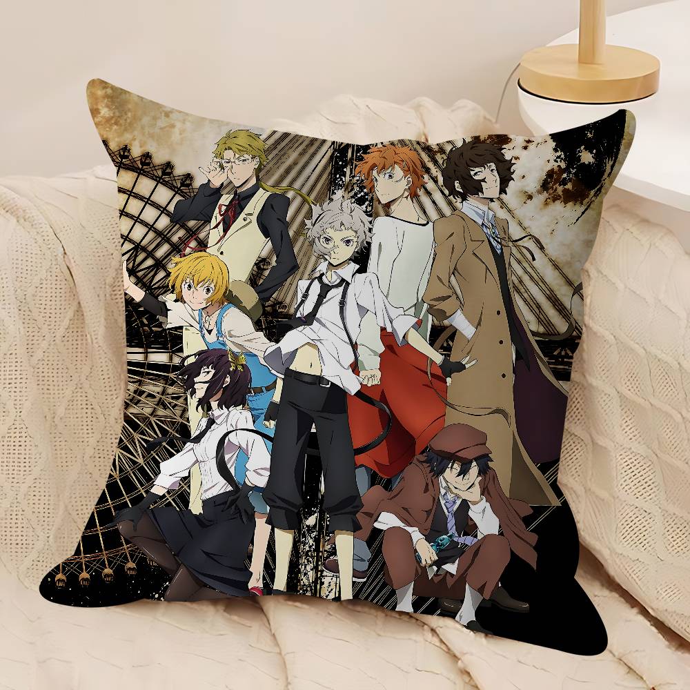 B-Bungo Stray Dogs Pillow Case Removable Washable Cushion Cover – All-Season Soft Linen