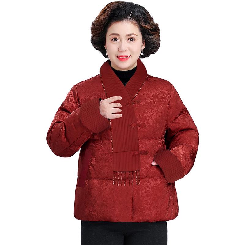 Mother-in-law Wedding Guest Winter Coat: 2025 New Chinese Style Down Jacket for Middle-Aged & Elderly Women