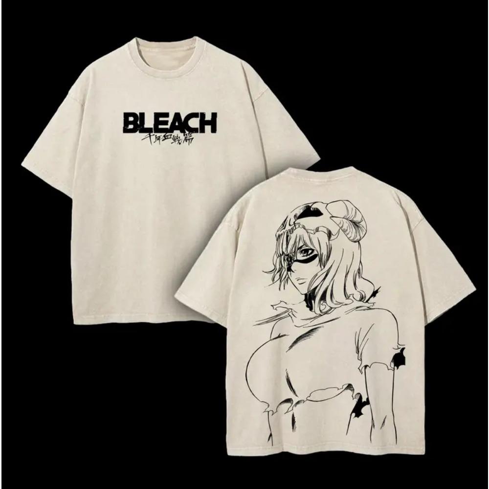 

Anime BLEACH Nelliel Tu Odelschwanck Graphic T Shirt Men Women Clothing Casual Cotton Tshirt Retro Washed T-shirt Harajuku Tops XXL бежевый