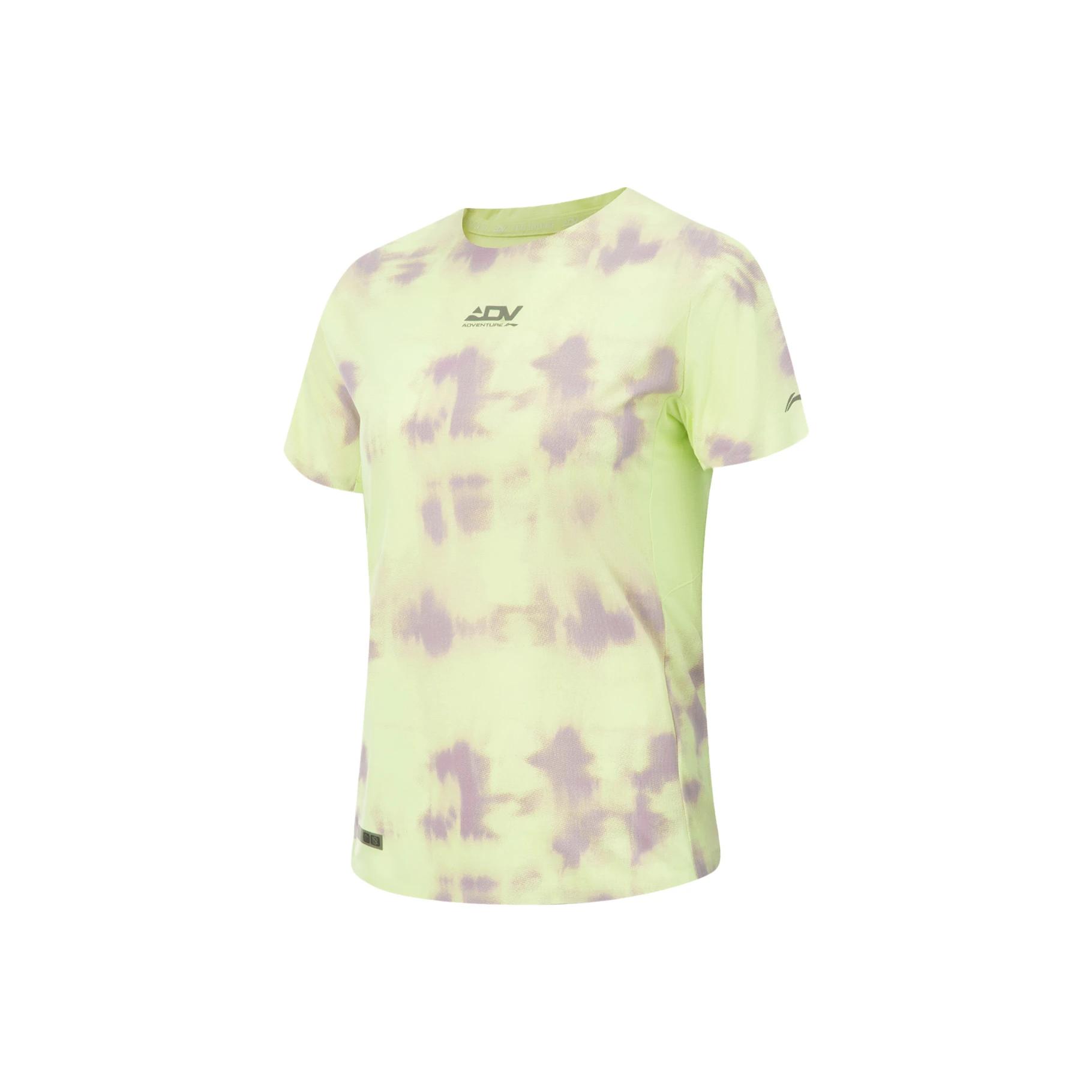 

Li-Ning Футболка женская с коротким рукавом, круглым вырезом, дышащая, универсальная, с полной принтованной надписью, топы ATSV094-8 S