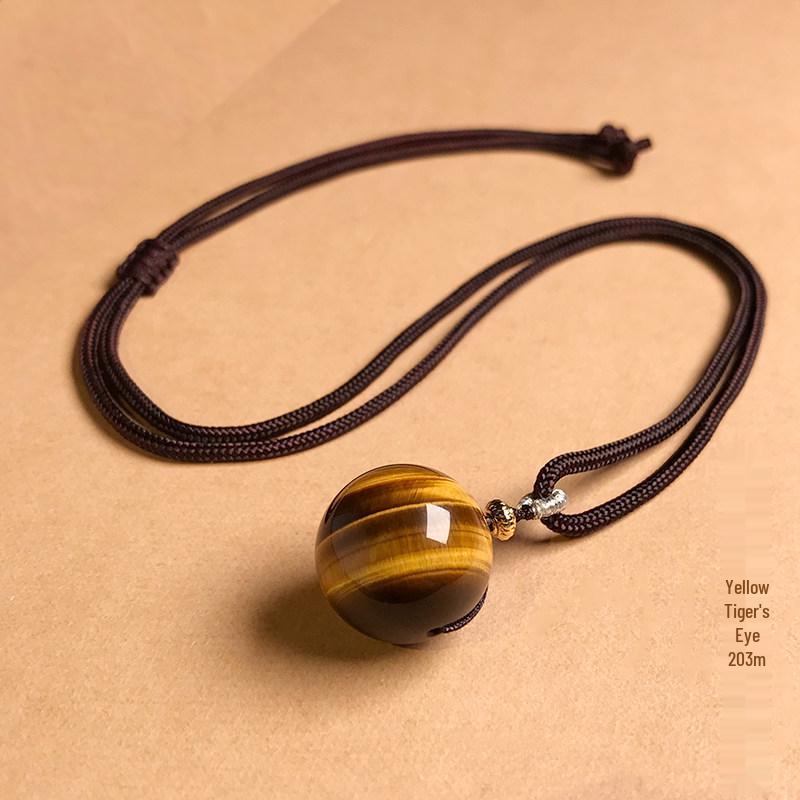 Tiger Eye, Obsidian & Amethyst Pendant Necklace – 16MM for Men