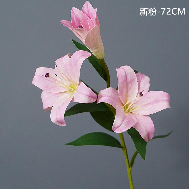 New high-luxury 3D small lily simulation flower, light luxury home decoration 3 lilies