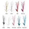 60cm 6 Prong Artificial Glitter Berry Stem with 2 Leaves Xmas Glitter Pick for Home Decor Table Centerpieces White