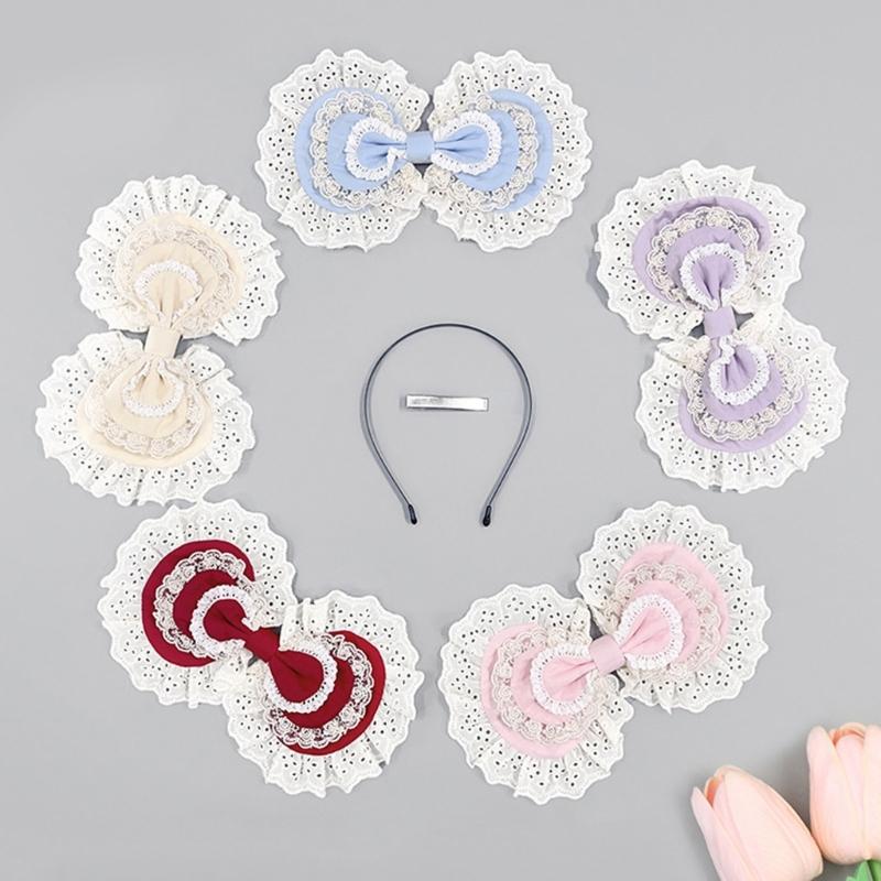Lace Bows Headbands Party Hair Accesory For Women Elegant Design Suitable For Parties And Cosplay Event