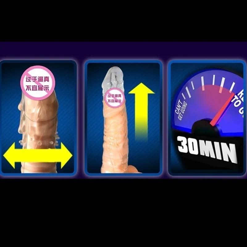 Verdicken Sie den Penis, vergrößern Sie die Hülle, wiederverwendbares Kondom, Penisverlängerung, Verzögerung der Ejakulation, Sexspielzeug für Männer, Intimartikel, 4 Arten
