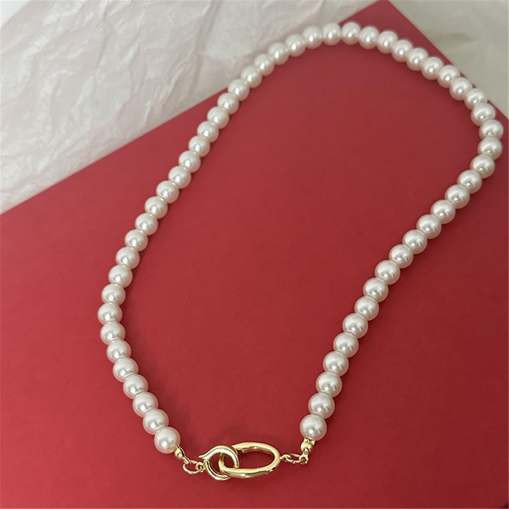 Tooxika French Retro Light Luxury Niche Grey Pearl Necklace Simple Personality Jumper Chain Female
