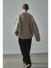 Spot Pattern Alpaca Wool Loose Warm Sweater – Simple Round Neck, Drop Shoulder Design for Autumn/Winter.