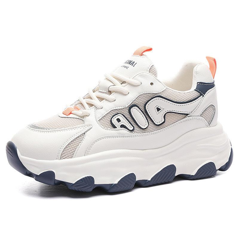 New Summer Versatile Dad Shoes for Women's Trendy Thick-soled Sponge Cake Shoes Heightened Color Blocking Mesh Breathable Sports Casual Shoes