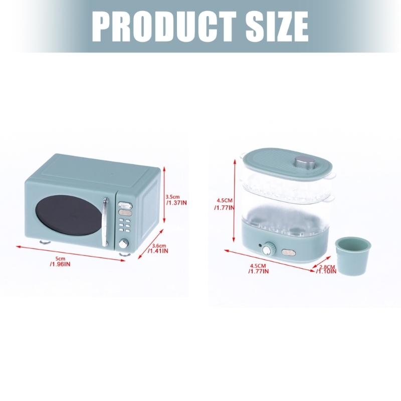 Detailed Dollhouses Kitchen Decors Collection 1/12 Scale Featuring Miniature Microwave Oven Bread Cabinet