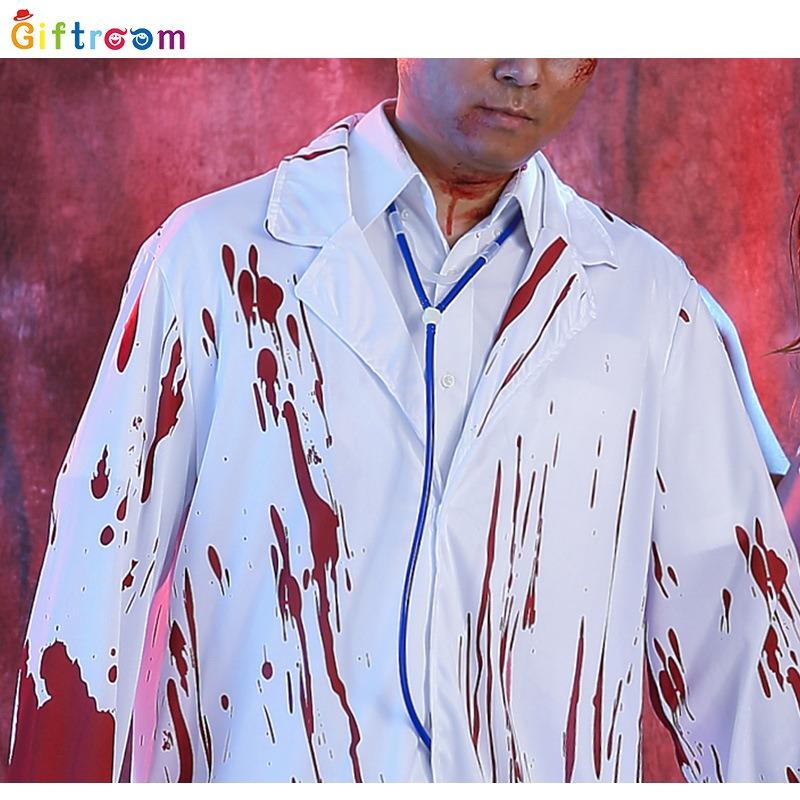 Halloween Masquerade Costume Nurse Dress Costume Horror Band Blood Doctor Robe White Coat Stage Performance Costume