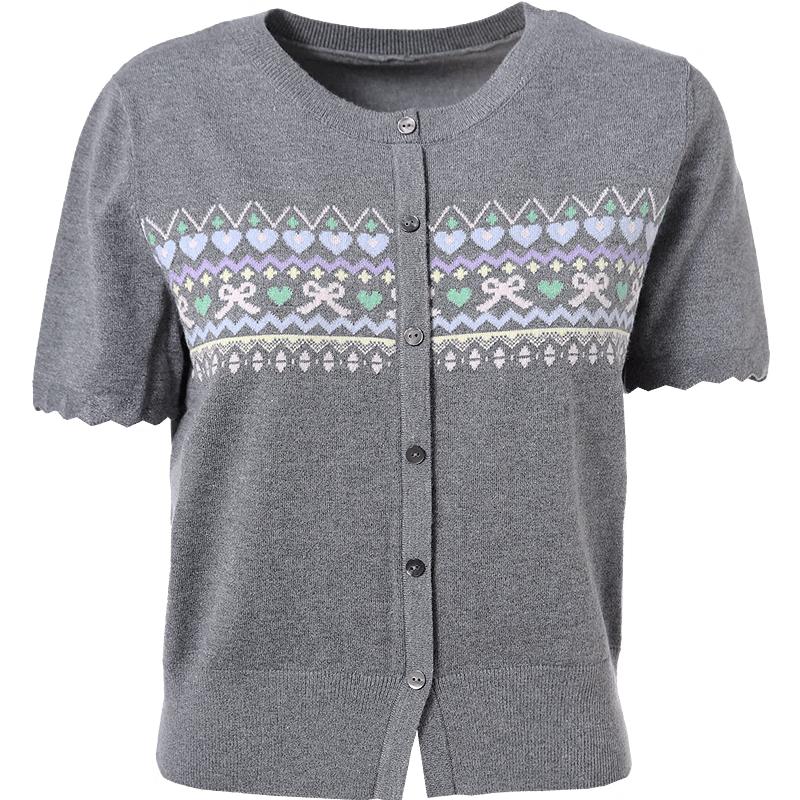 

Betu Women s Jacquard Short Sleeve Knit Top XS