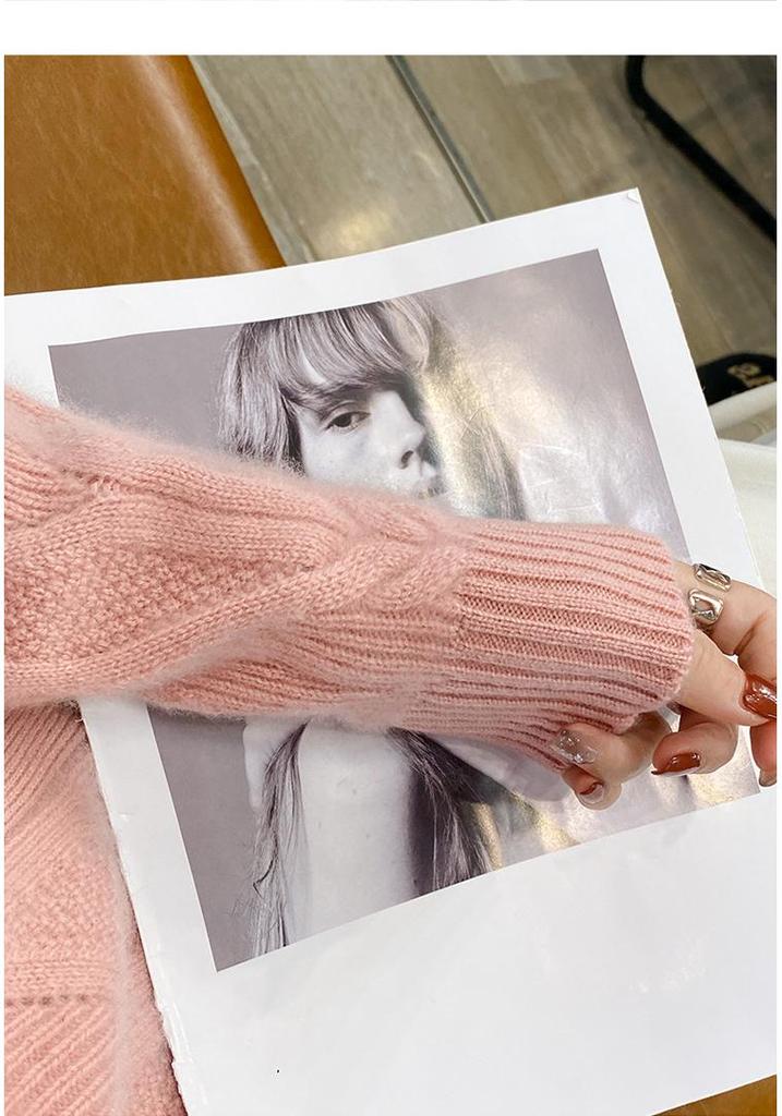 Women's Diamond Knit Wool Cardigan - Thick, Casual, Cable Knit Sweater for Autumn/Winter 2023, Loose-Fit and Versatile.