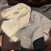 Wool Blend Knitted Soft Thickened Twisted Solid Color Scarf Women Autumn Winter Versatile Couple Neck Wrap