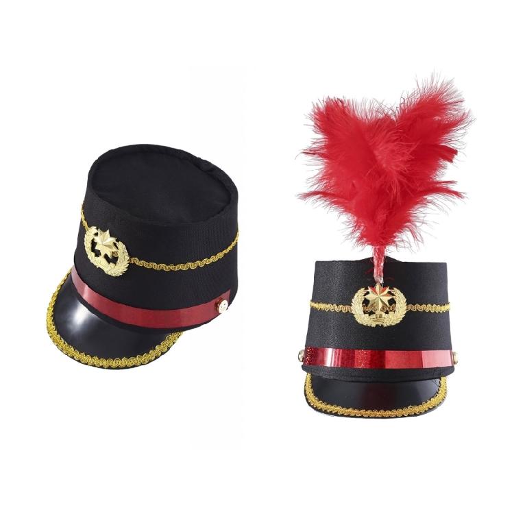 Halloween Drum Majors Hat with Feather European Style Vintage Honor Guard Hat