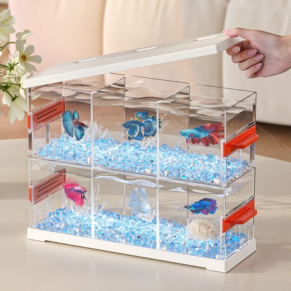High Definition Transparent Fish Tank Shatterproof Fish Breeding Box Desktop Fish Tank  Office