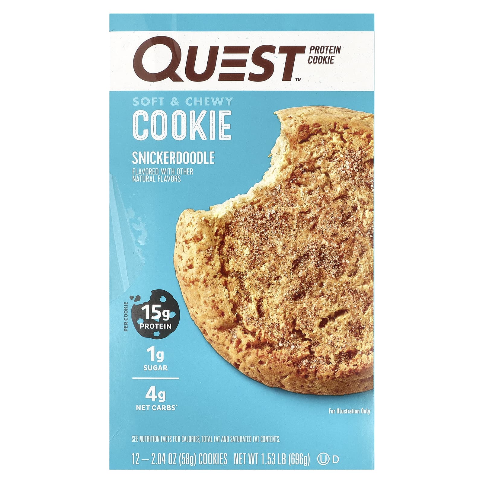 

Quest Nutrition, Protein Cookies, Snickerdoodles, 12 Count, 2.04 oz (58 g) Each