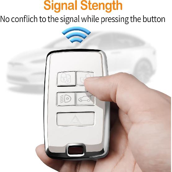 Sindeda for Land Rover Key Fob Cover with Keychain Soft Full Protection Key Shell Key Case Compatible with 2018- Land Rover Range Rover Evoque Vogue