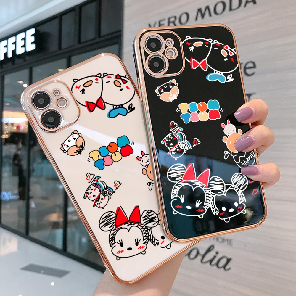 

Милый мультфильм Микки Минни Маус Пух Медведь с квадратным краем дизайн Роскошный мягкий чехол для телефона